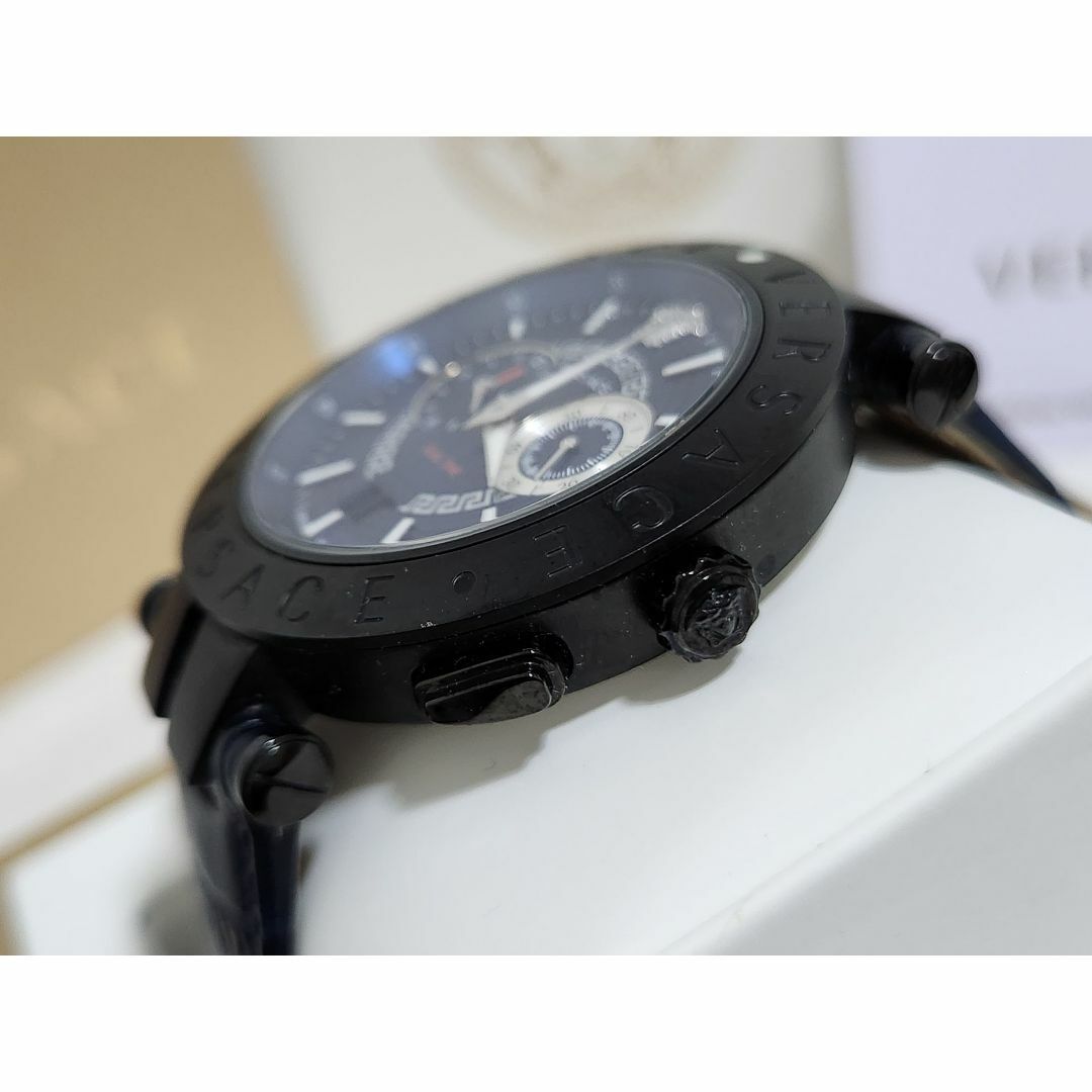 正規 ヴェルサーチ Vレースデュアルタイム 腕時計 青黒 メデューサロゴ 付属有