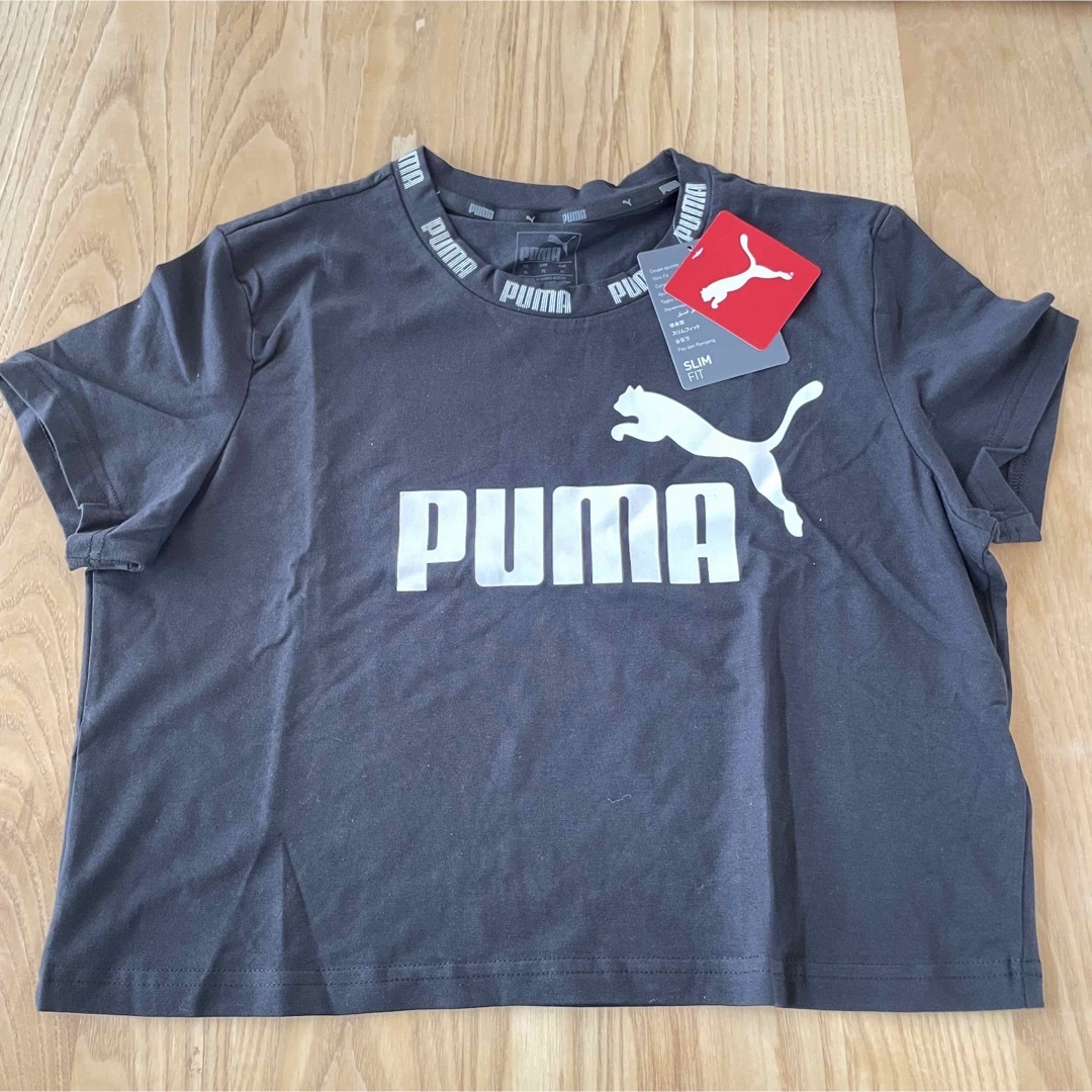 adidas(アディダス)の新品未使用⭐︎PUMA⭐︎ロゴテープ⭐︎クロップド丈⭐︎半袖Ｔシャツ⭐︎黒 レディースのトップス(Tシャツ(半袖/袖なし))の商品写真