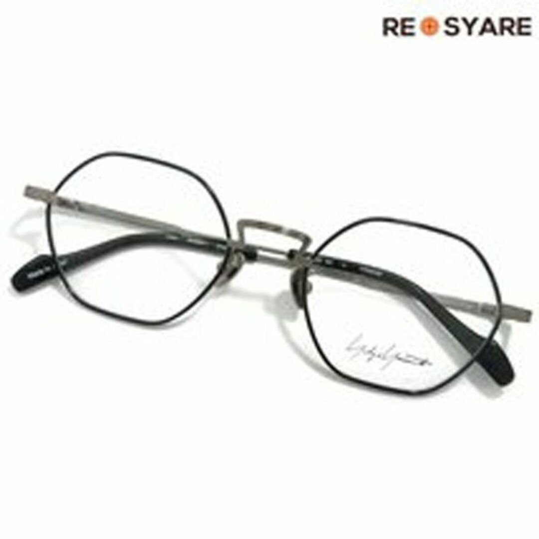 ブラック×シルバーレンズ美品 ヨウジ ヤマモト 19-0034 メガネ 眼鏡 アイウェア 45032