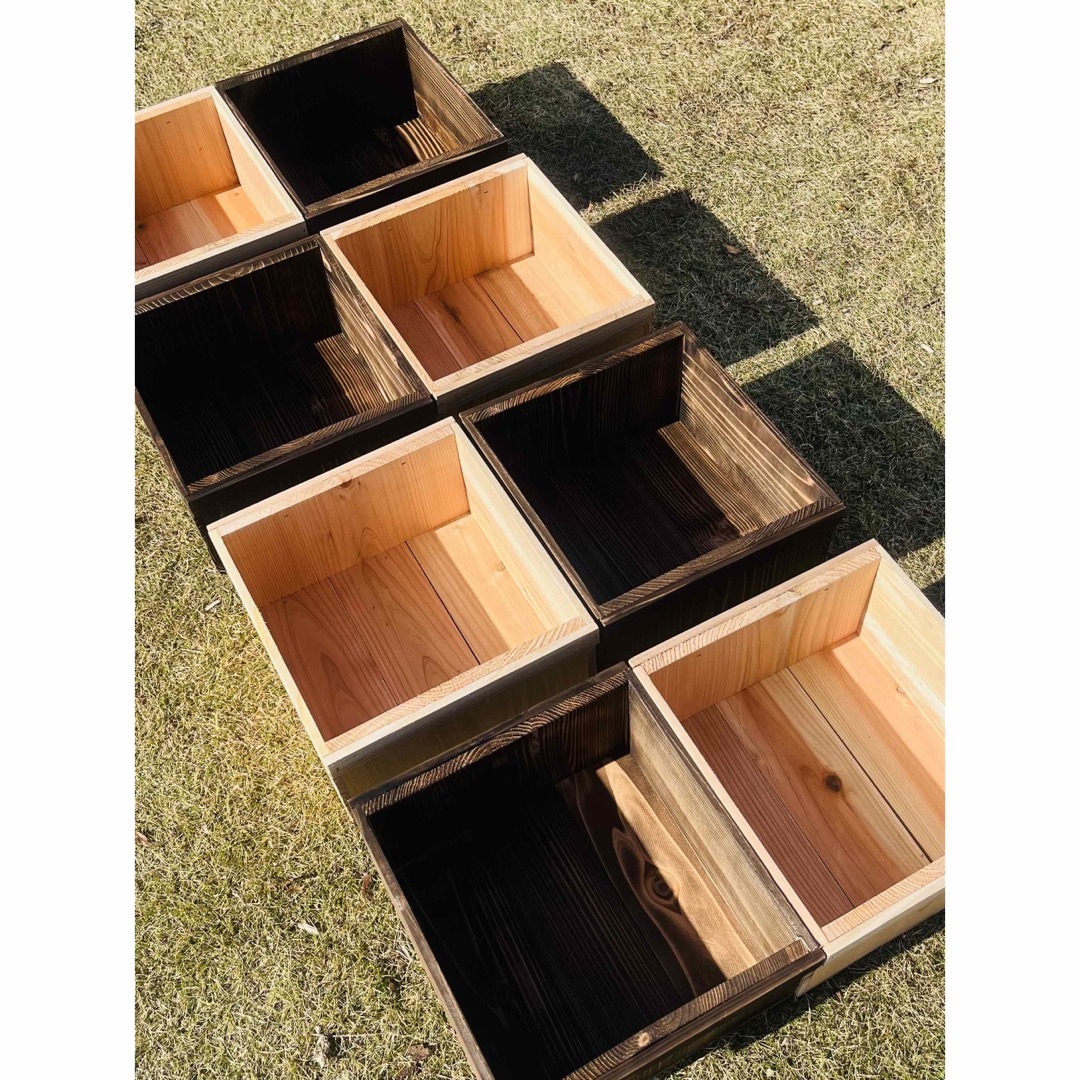新品 りんご箱 角小箱 8箱 / ラック シェルフ 雑貨 収納 木箱 棚