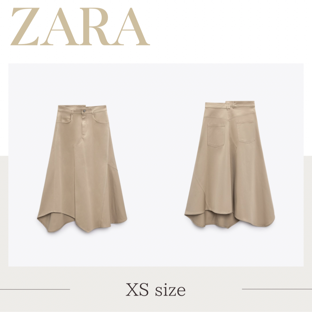 ZARA(ザラ)のZARA　ザラ　アシンメトリー ギャバジンスカート　XS レディースのスカート(ロングスカート)の商品写真