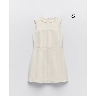 ザラ(ZARA)のZARA 新品未使用 S シーム入りミニワンピース　ノースリーブ ミニワンピース(ミニワンピース)