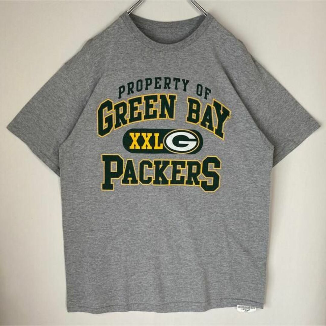 グリーンベイパッカーズ　Tシャツ　ビッグロゴ　古着　ストリート　NFL グレー メンズのトップス(Tシャツ/カットソー(半袖/袖なし))の商品写真