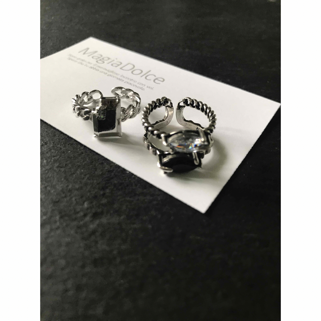 5767⚫︎silver925刻印あり 2連シルバーリング 指輪 オープンリング レディースのアクセサリー(リング(指輪))の商品写真