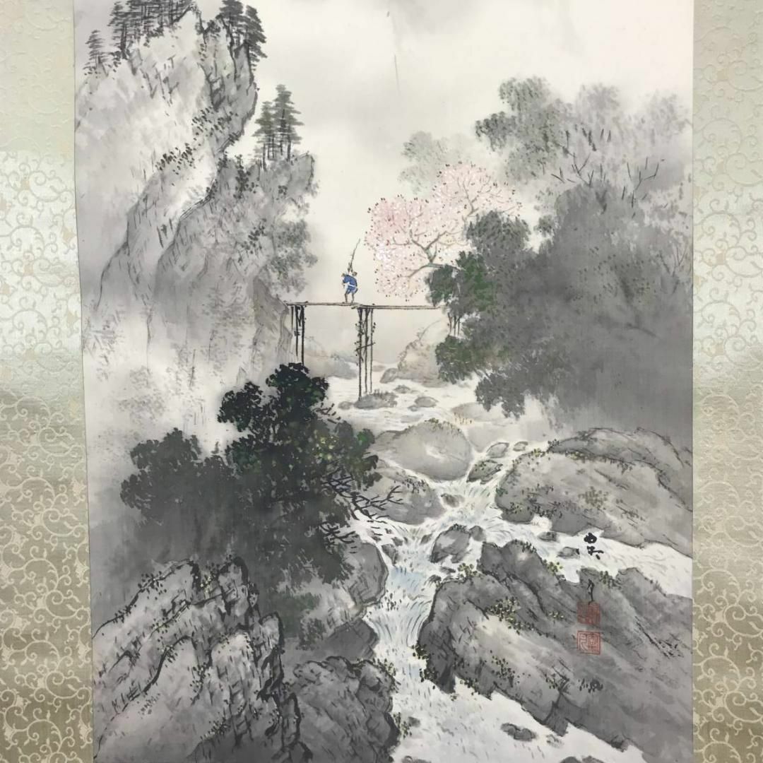真作】露月/春景深渓図/春景山水人物図/掛軸☆宝船☆AB-517 - 絵画 真作】露月/春景深渓図/春景山水人物図/掛軸☆宝船☆AB-517 - 絵画