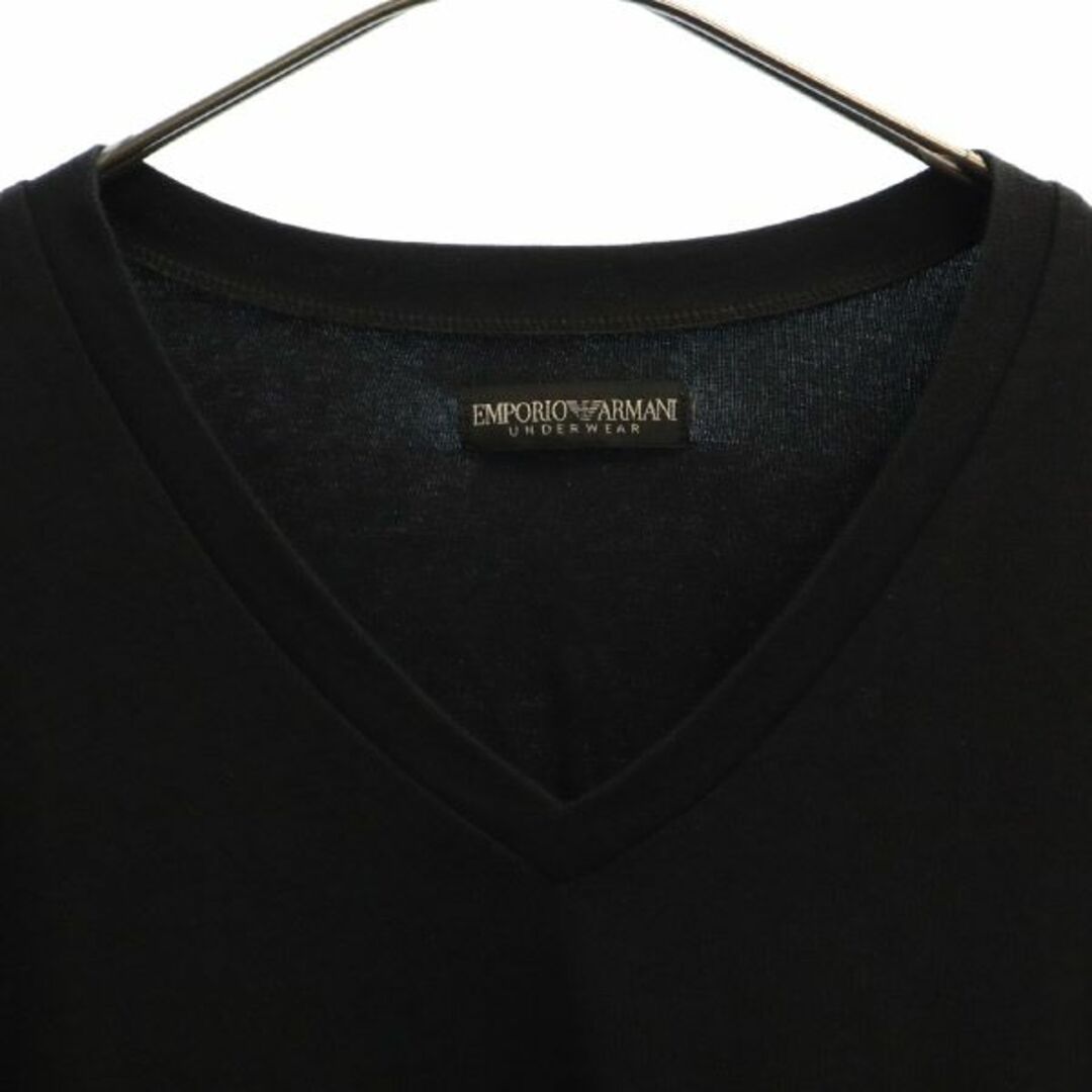 Emporio Armani(エンポリオアルマーニ)のエンポリオアルマーニ プリント 半袖 Tシャツ ブラック EMPORIO ARMANI Vネック メンズ 【中古】  【230705】 メール便可 メンズのトップス(Tシャツ/カットソー(半袖/袖なし))の商品写真