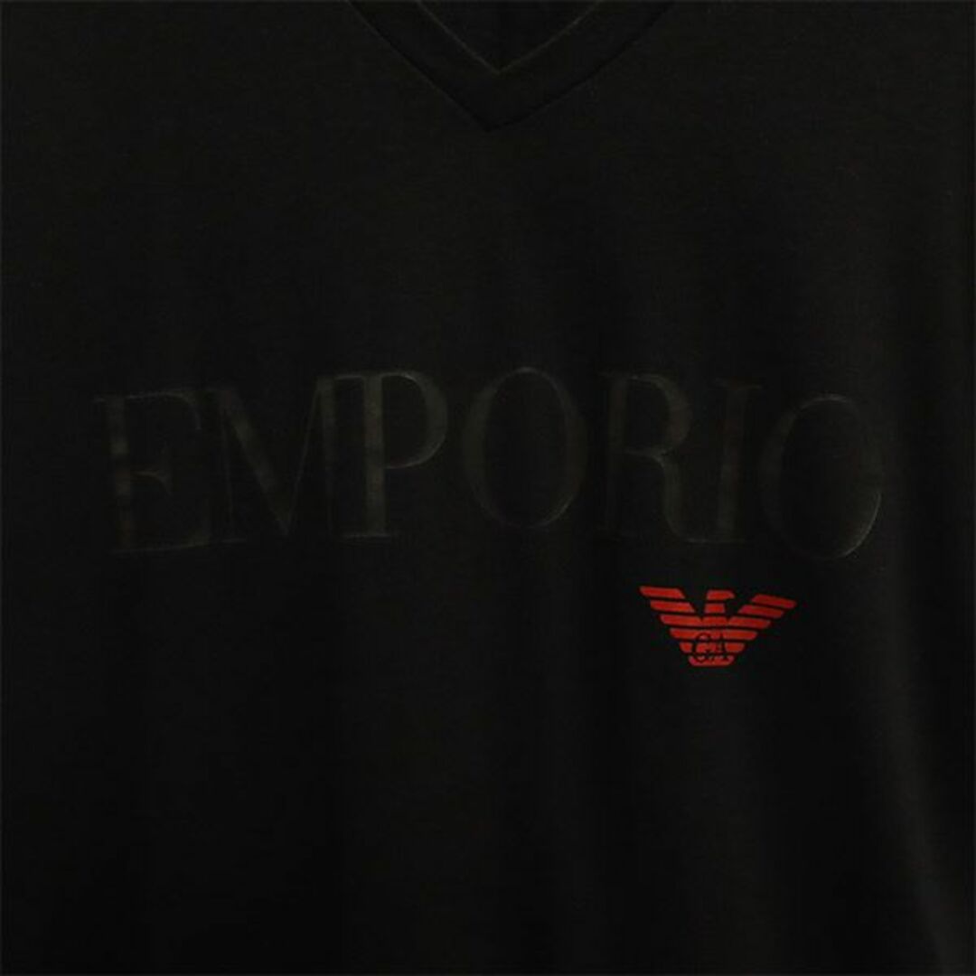 Emporio Armani(エンポリオアルマーニ)のエンポリオアルマーニ プリント 半袖 Tシャツ ブラック EMPORIO ARMANI Vネック メンズ 【中古】  【230705】 メール便可 メンズのトップス(Tシャツ/カットソー(半袖/袖なし))の商品写真