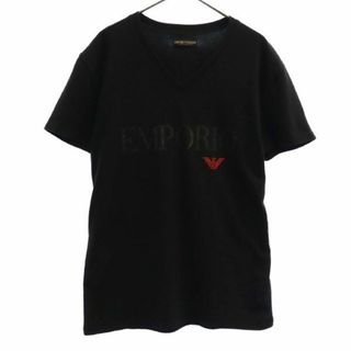 エンポリオアルマーニ(Emporio Armani)のエンポリオアルマーニ プリント 半袖 Tシャツ ブラック EMPORIO ARMANI Vネック メンズ 【中古】  【230705】 メール便可(Tシャツ/カットソー(半袖/袖なし))