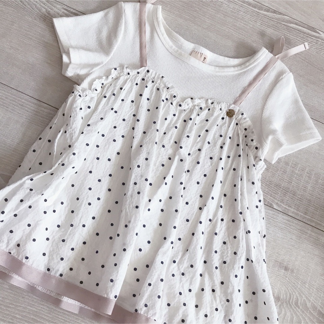 petit main(プティマイン)のpetit main ◎ ビスチェ風リブトップス キッズ/ベビー/マタニティのキッズ服女の子用(90cm~)(Tシャツ/カットソー)の商品写真