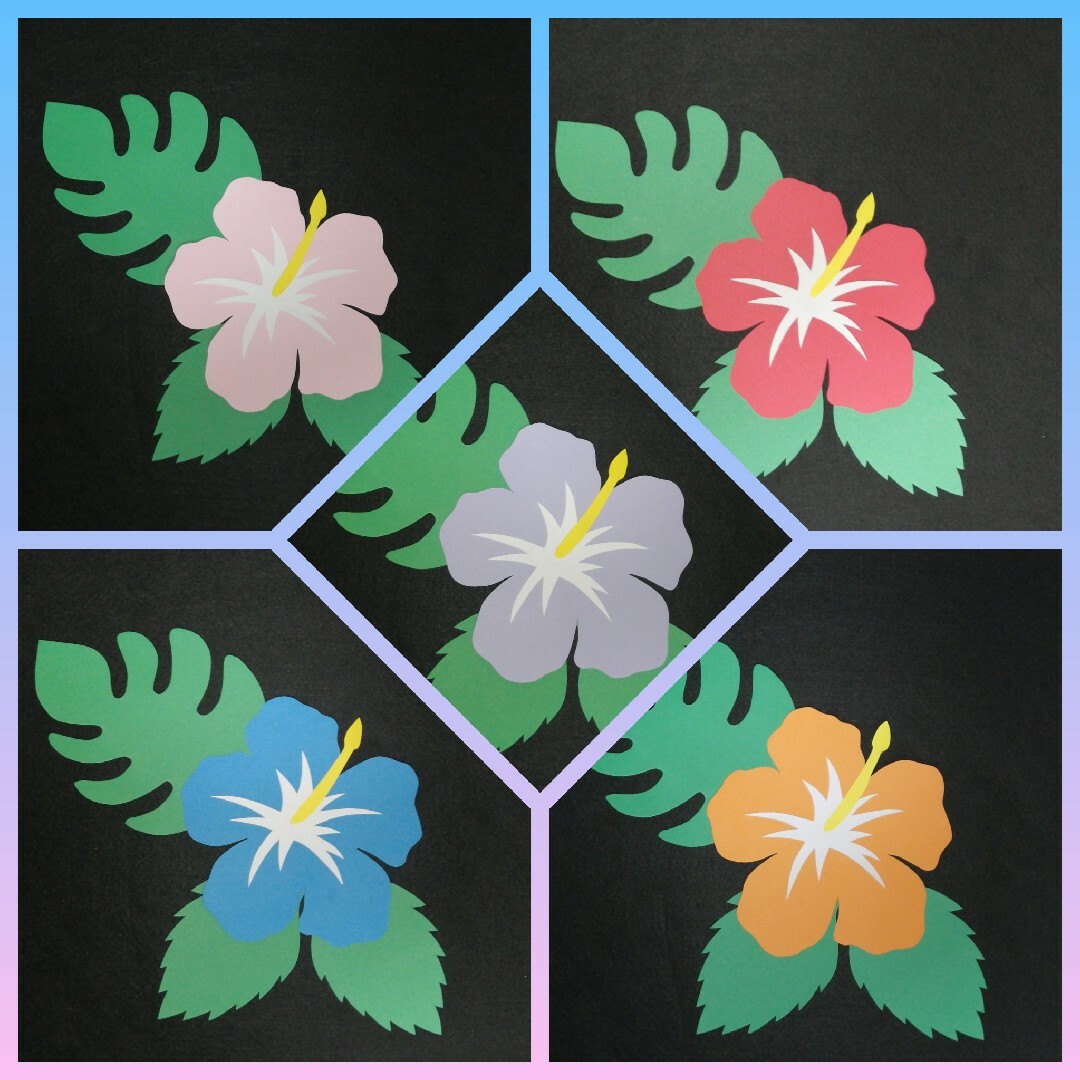 ハイビスカス　壁飾り　イベント　壁面飾り　季節の花　SHOPmako ハンドメイドのハンドメイド その他(その他)の商品写真