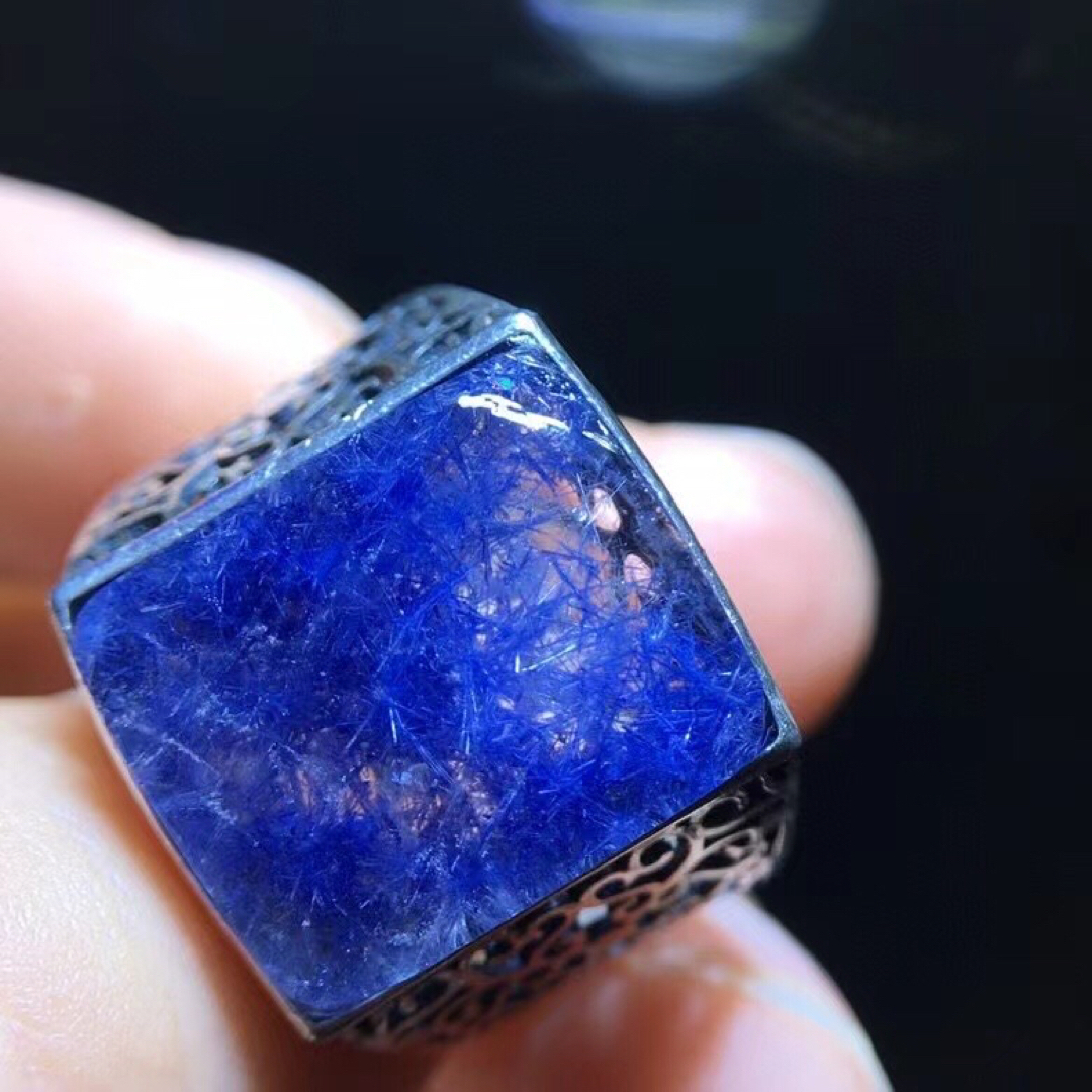 天然】ブルールチル デュモルチエライト リング 11.7*9.8mm-