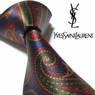 イヴサンローラン(Yves Saint Laurent)のイブサンローラン　ネクタイ　ペイズリー柄　高級シルク　古着コーデ　光沢感　日本製(ネクタイ)