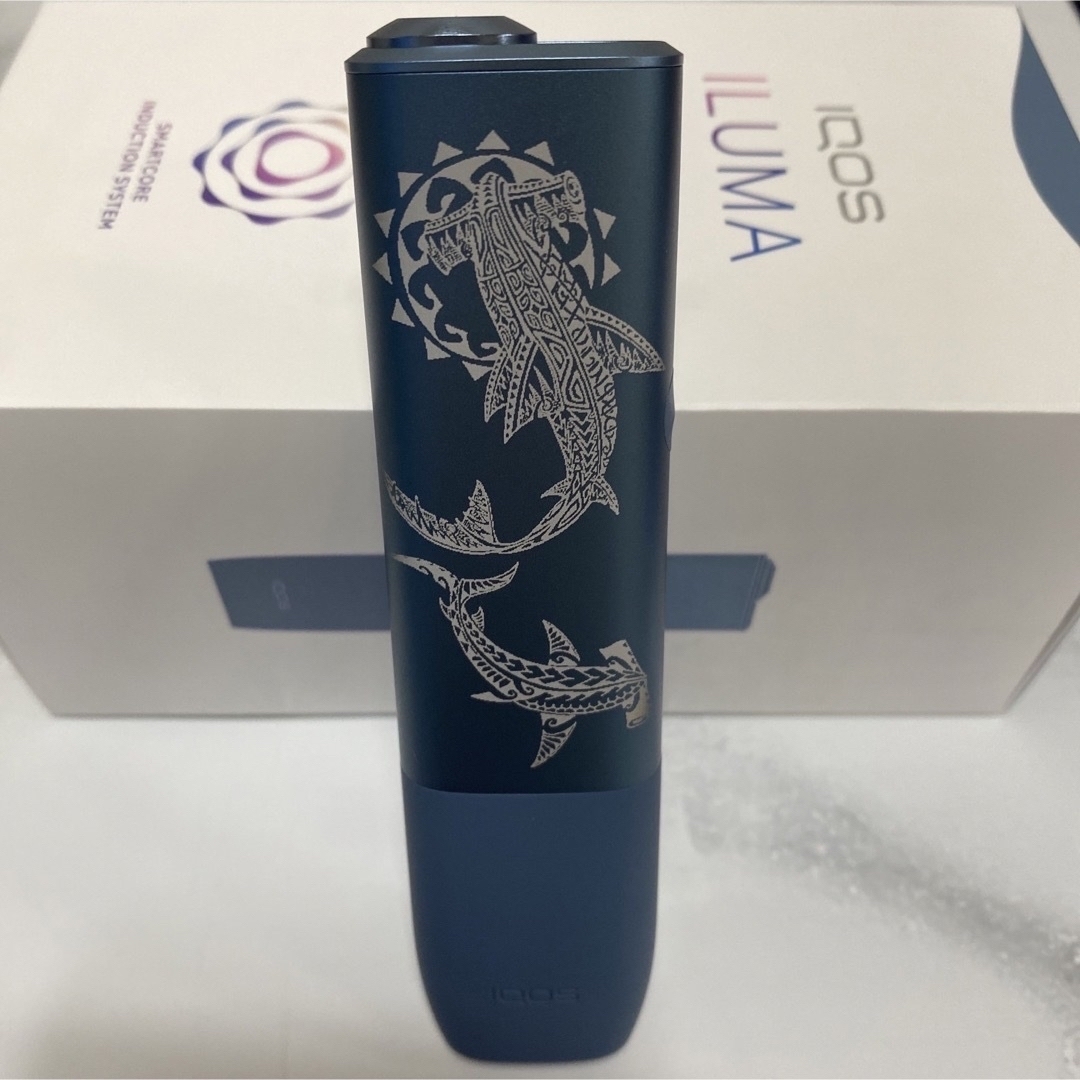 iQOS ILUMA ONE イルマワン トライバル シャーク レーザー加工 青 iQOS ILUMA ONE イルマワン トライバル シャーク レーザー加工 青