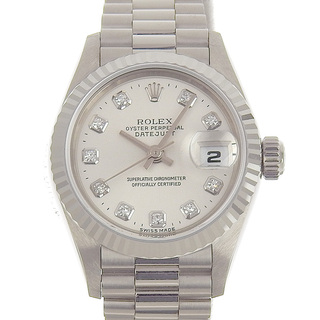 ロレックス(ROLEX)のロレックス ROLEX デイトジャスト レディース 自動巻き 腕時計 K18WG 10Pダイヤ シルバー文字盤 U番 1997年 79179G 中古 新入荷 RO0256(腕時計)