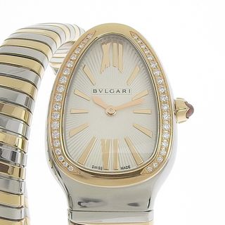 ブルガリ(BVLGARI)のブルガリ BVLGARI セルペンティ トゥボガス シングルスパイラル レディース クォーツ SS/PG ダイヤ 白文字盤 SP35SPG 中古 新入荷 BV0147(腕時計)