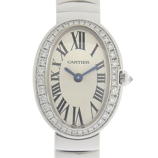 カルティエ(Cartier)のカルティエ CARTIER ミニベニュワール レディース クォーツ 腕時計 K18WG ベゼルダイヤ シルバー文字盤 WB520025 美品 新入荷 CA0446(腕時計)