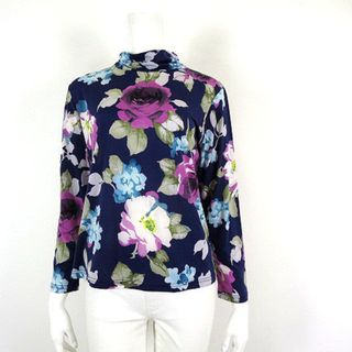 アザー(other)のGrazie Lei カットソー 花柄ハイネック ストレッチ 長袖 M-L 美品(カットソー(長袖/七分))