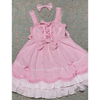 アンジェリックプリティー(Angelic Pretty)のアンプリ＊ピンクJSK+カチューシャ(ひざ丈ワンピース)