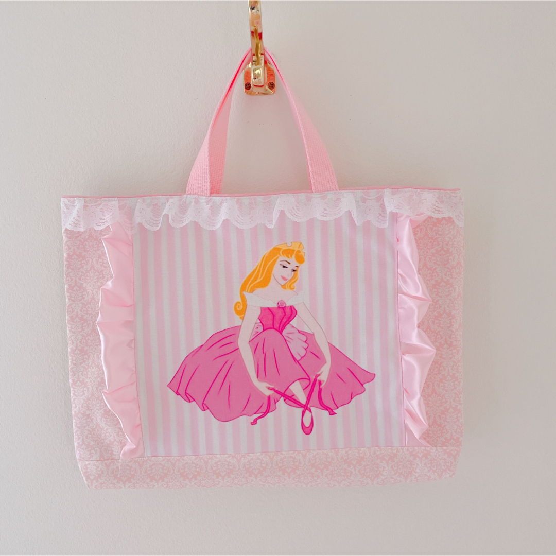 お着替え袋　体操着　巾着　バッグ　オーロラ　姫　プリンセス　ピンク　袋　入れ
