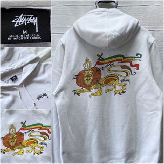 ステューシー(STUSSY)のUSA製 STUSSY ステューシー ラスタライオン パーカー M 黒タグ(パーカー)