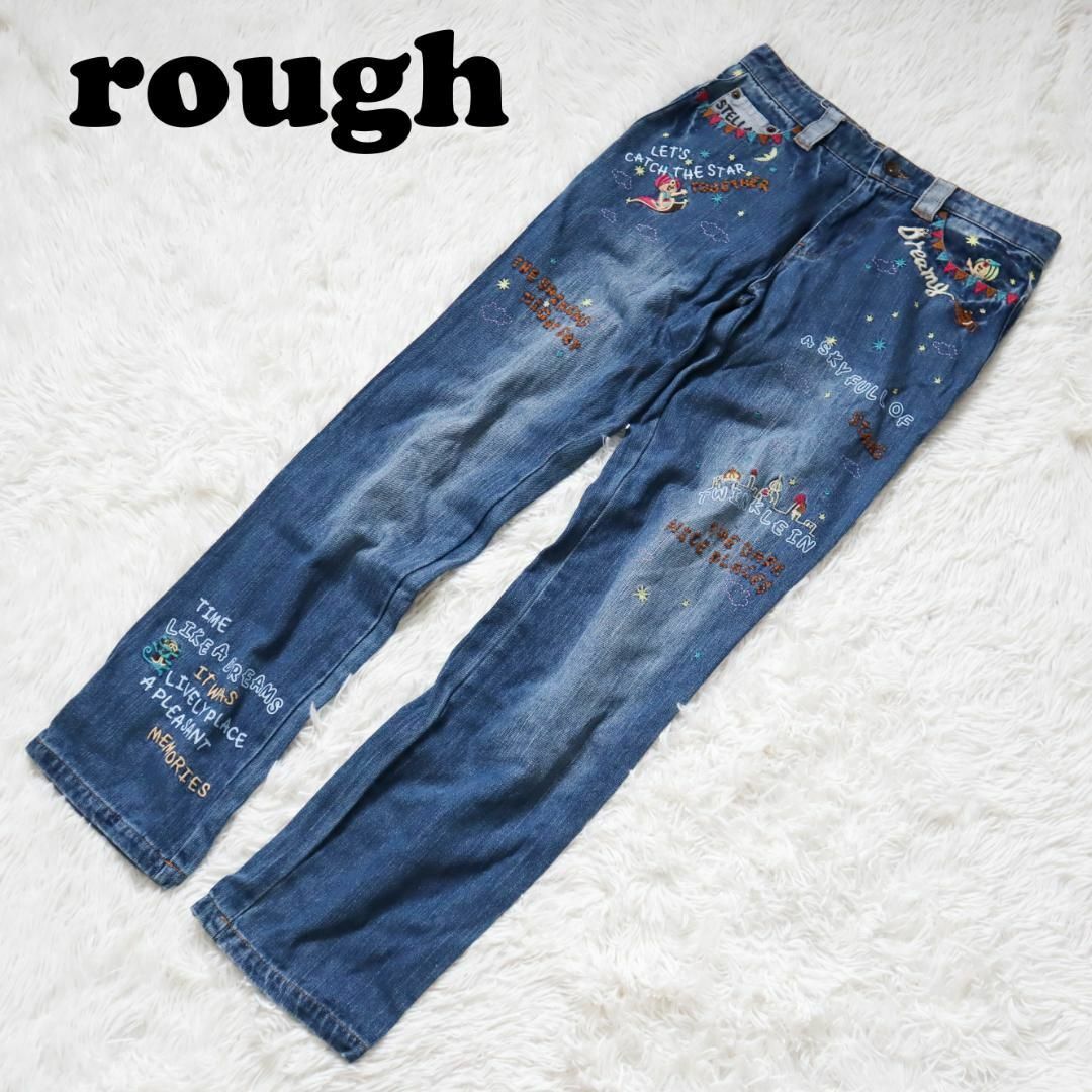 rough(ラフ)のラフ rough デニムパンツ ジーンズ ワッペン 刺繍 プリント レディースのパンツ(デニム/ジーンズ)の商品写真