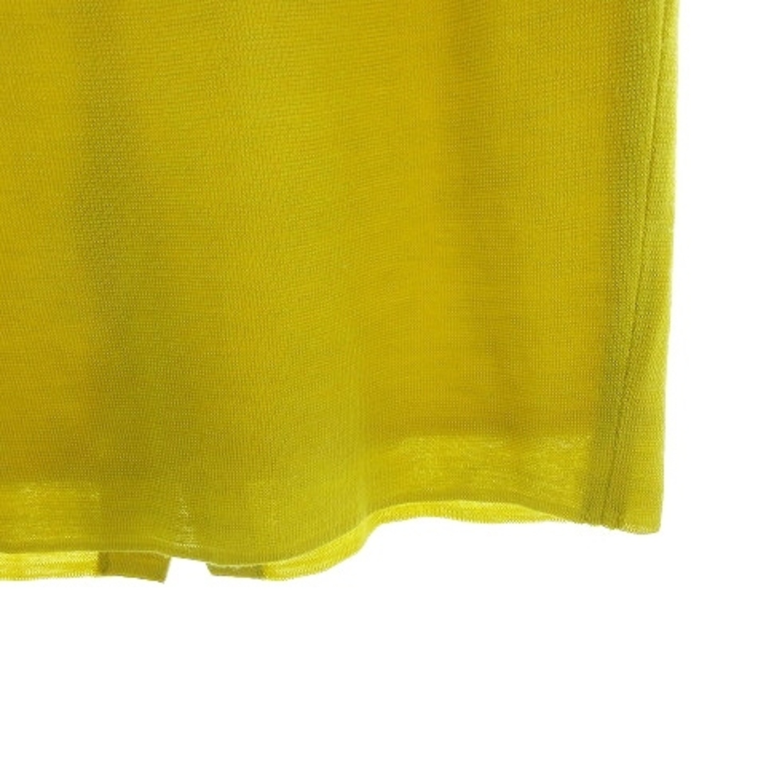ピノーレ スカート フレア ひざ丈 バックファスナー ニット リネン混 無地 黄 レディースのスカート(ひざ丈スカート)の商品写真