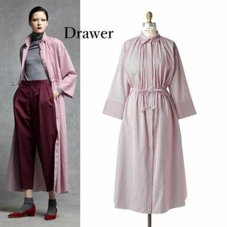Drawer - ドゥロワー Drawer コットン ワンピース 赤ストライプ