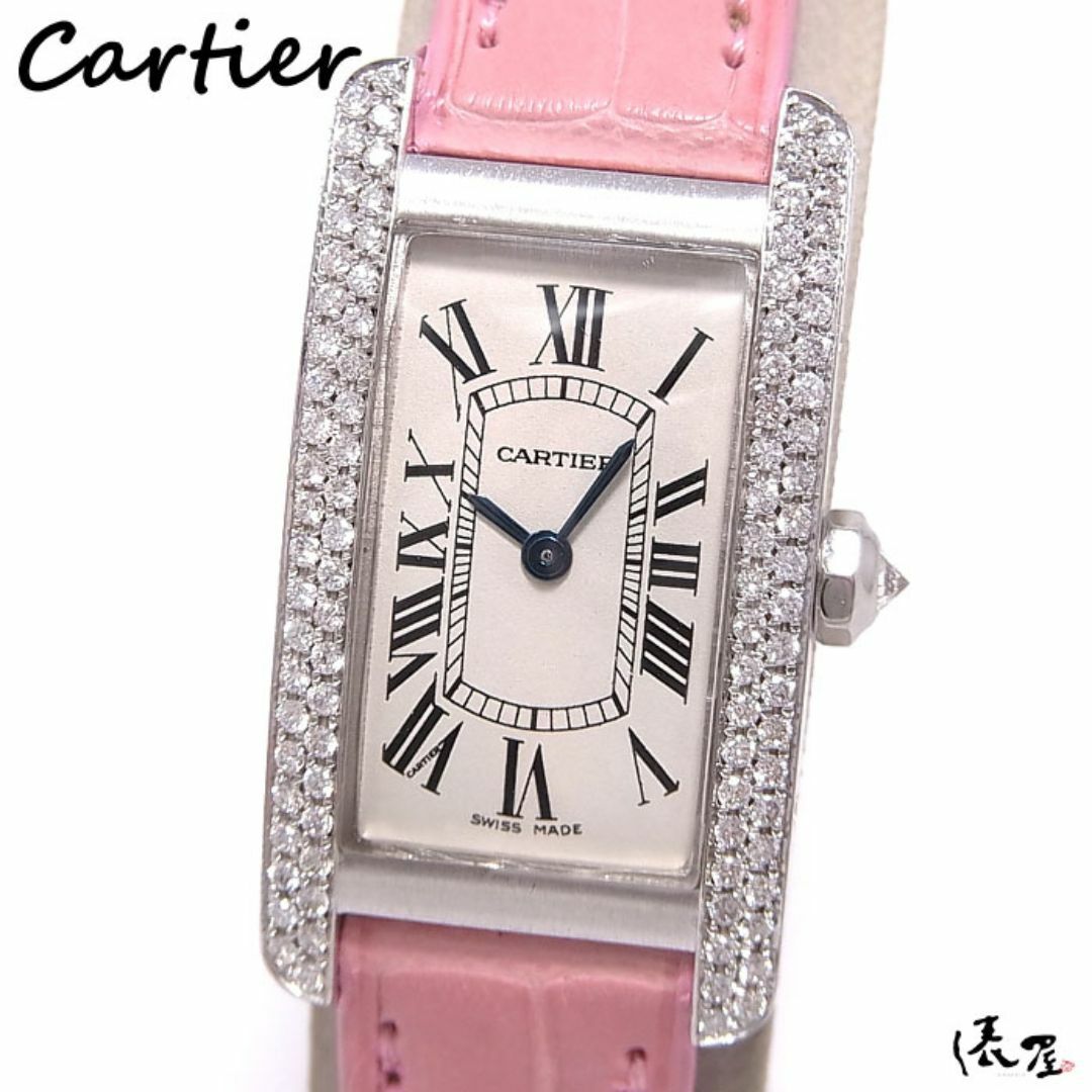 Cartier - 【ダイヤベゼル】カルティエ K18WG タンクアメリカン Cartier - 【ダイヤベゼル】カルティエ K18WG タンクアメリカン