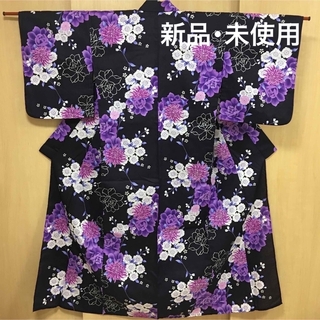 アールユー(RU)の浴衣 花柄 濃紫色(浴衣)