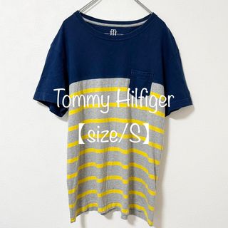 トミーヒルフィガー(TOMMY HILFIGER)のTommyHilfiger/トミーヒルフィガー★ボーダー半袖Tシャツ★紺灰黄★S(Tシャツ(半袖/袖なし))