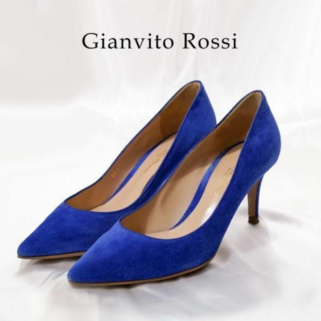 ジャンヴィットロッシ Gianvito Rossi ブルー スェード パンプス 再 ...