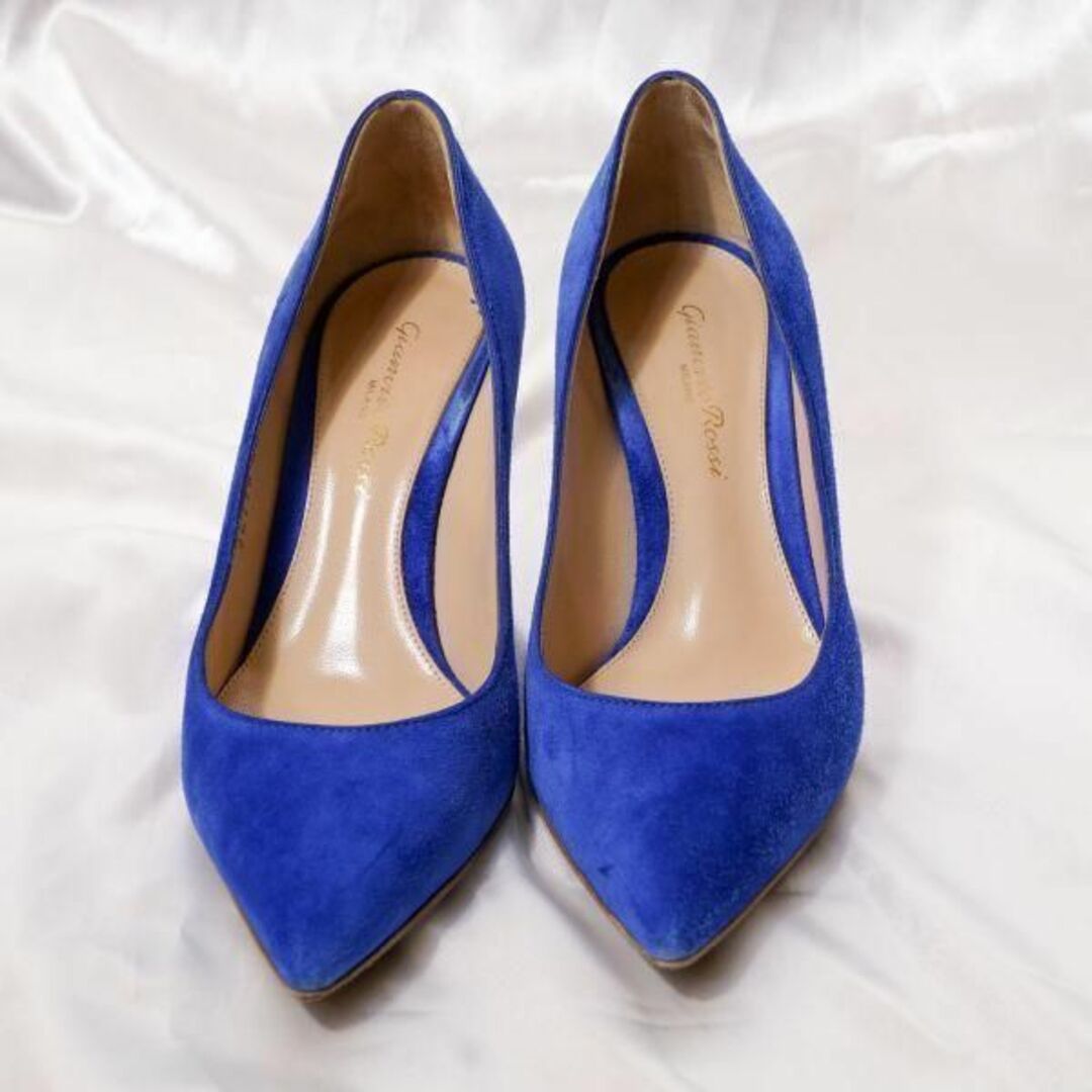 ジャンヴィットロッシ Gianvito Rossi スェード ブルー パンプス