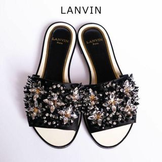 ランバン(LANVIN)のLANVIN ランバン フラット ミュール ビジュー サンダル ブラック(サンダル)