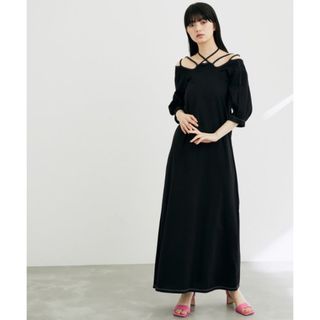 ミューラル(MURRAL)の 【MURRAL】Ivy half sleeve dress ブラック　1(ロングワンピース/マキシワンピース)