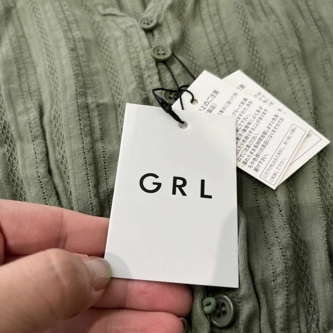 GRL(グレイル)のGRL 新品　ロングワンピース　もすグリーン　Sサイズ レディースのワンピース(ロングワンピース/マキシワンピース)の商品写真