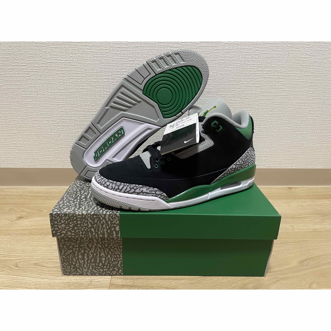 新品未使用 黒タグ付き Nike Air Jordan 3 Pine Green