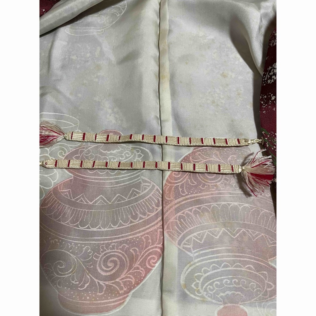 道中着　総柄　羽織り　正絹　レトロ　リメイク素材 レディースの水着/浴衣(着物)の商品写真
