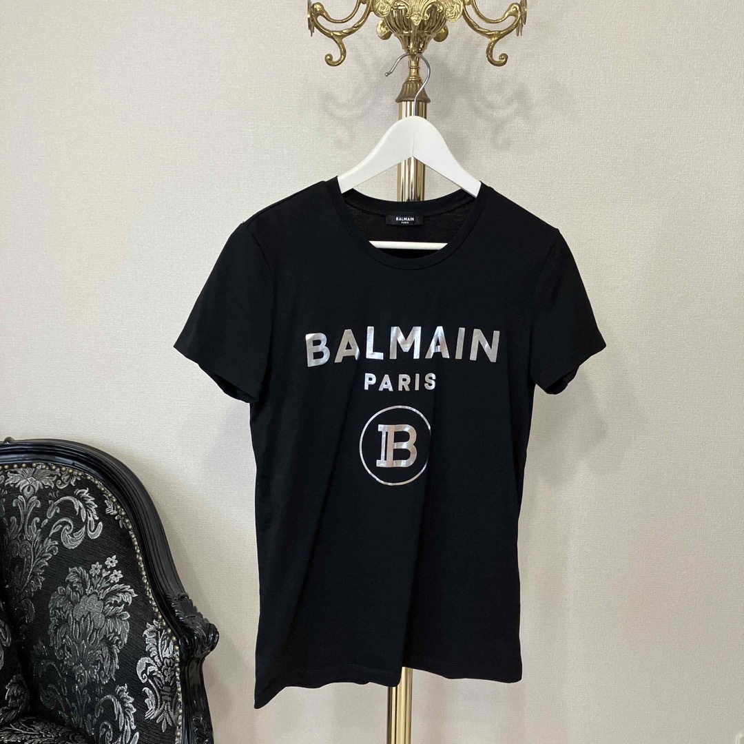 Tシャツ/カットソー(半袖/袖なし)バルマン　メンズ　レディース　Tシャツ　ブラック　美品