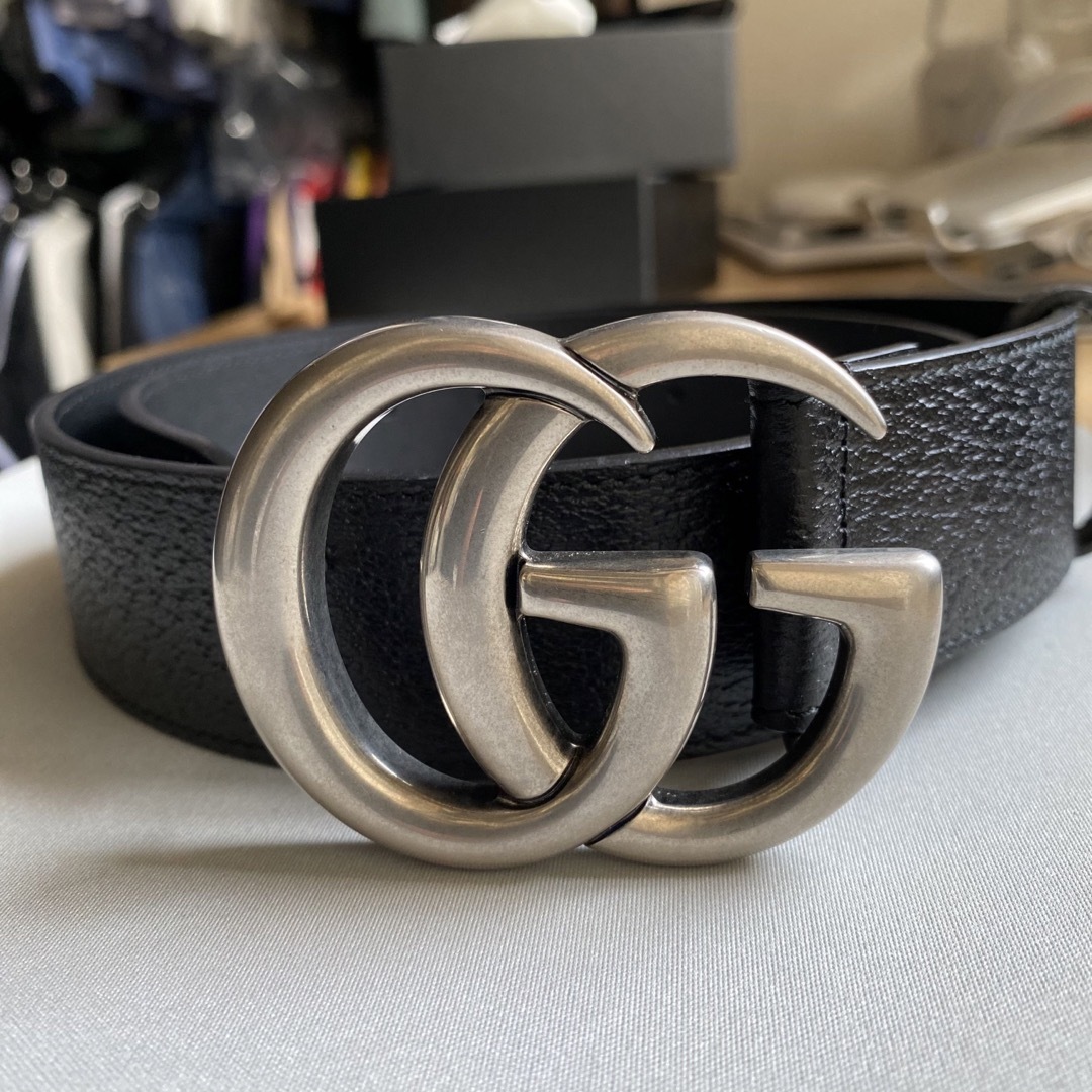 美品】レザーベルト(ダブルG バックル)GUCCI ベルト グッチの通販 by