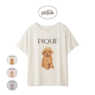 ジェラートピケ(gelato pique)の新品未使用　ジェラート ピケ　トイプードル柄ワンポイントTシャツ　クリーム色(Tシャツ(半袖/袖なし))