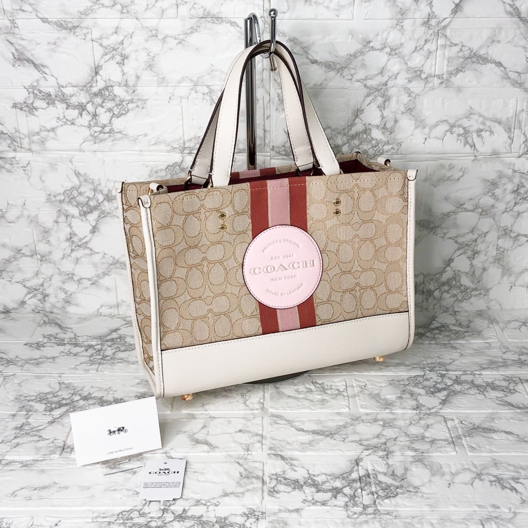 新品】COACH トート ハンドバッグ ショルダーバッグ 丸ロゴ ジャガード-