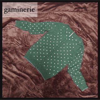 ギャミヌリィ(gaminerie)のGaminerie ギャミヌリィ ニット カーディガン グリーン ドット M(カーディガン)