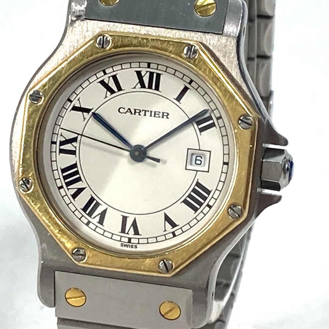 カルティエ CARTIER サントス オクタゴン LM 自動巻き デイト 腕時計 SS/YG シルバー/ゴールド