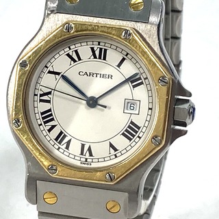 カルティエ(Cartier)のカルティエ CARTIER サントス オクタゴン LM 自動巻き デイト 腕時計 SS/YG シルバー/ゴールド(腕時計(アナログ))