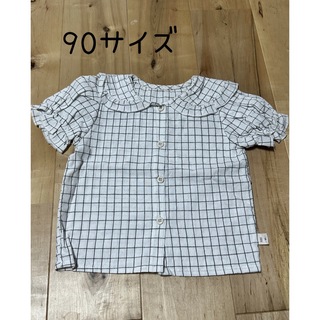 【美品】韓国子供服 90サイズ ポワン袖 ビッグ襟(ブラウス)