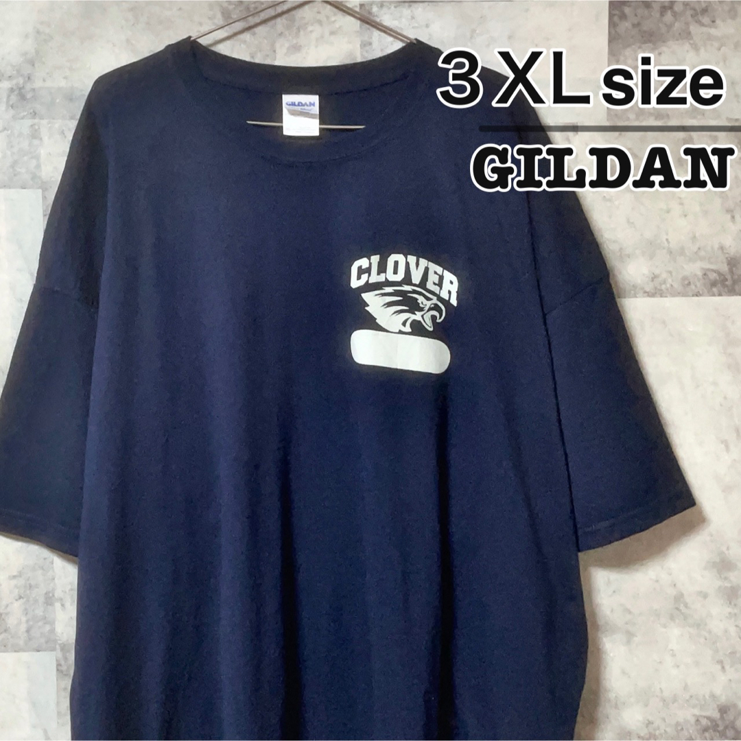 GILDAN(ギルタン)のGILDAN　Tシャツ　ネイビー　ワンポイント　アニマル　イーグル　USA古着 メンズのトップス(Tシャツ/カットソー(半袖/袖なし))の商品写真