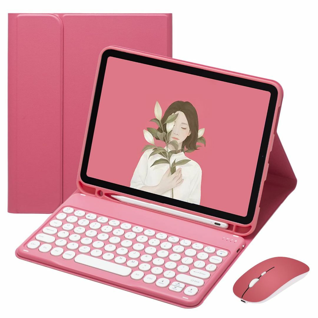 【色: 濃いピンク】iPad Air4 iPad Air5 キーボードケース マ