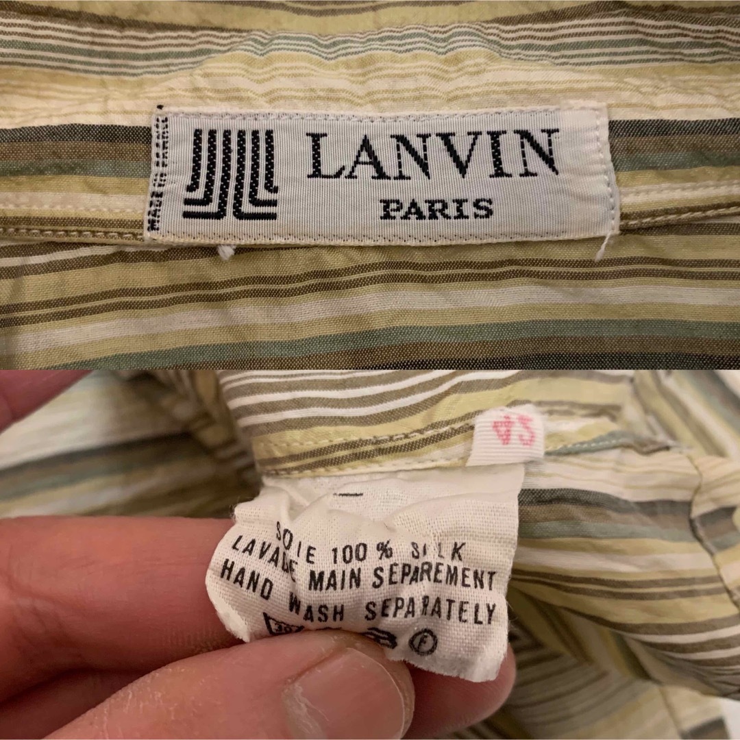 LANVIN PARIS VINTAGE FRANCE製 ストライプシルクシャツ 5