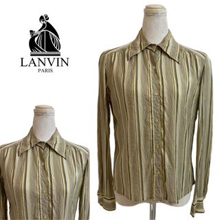 LANVIN PARIS VINTAGE FRANCE製 ストライプシルクシャツ