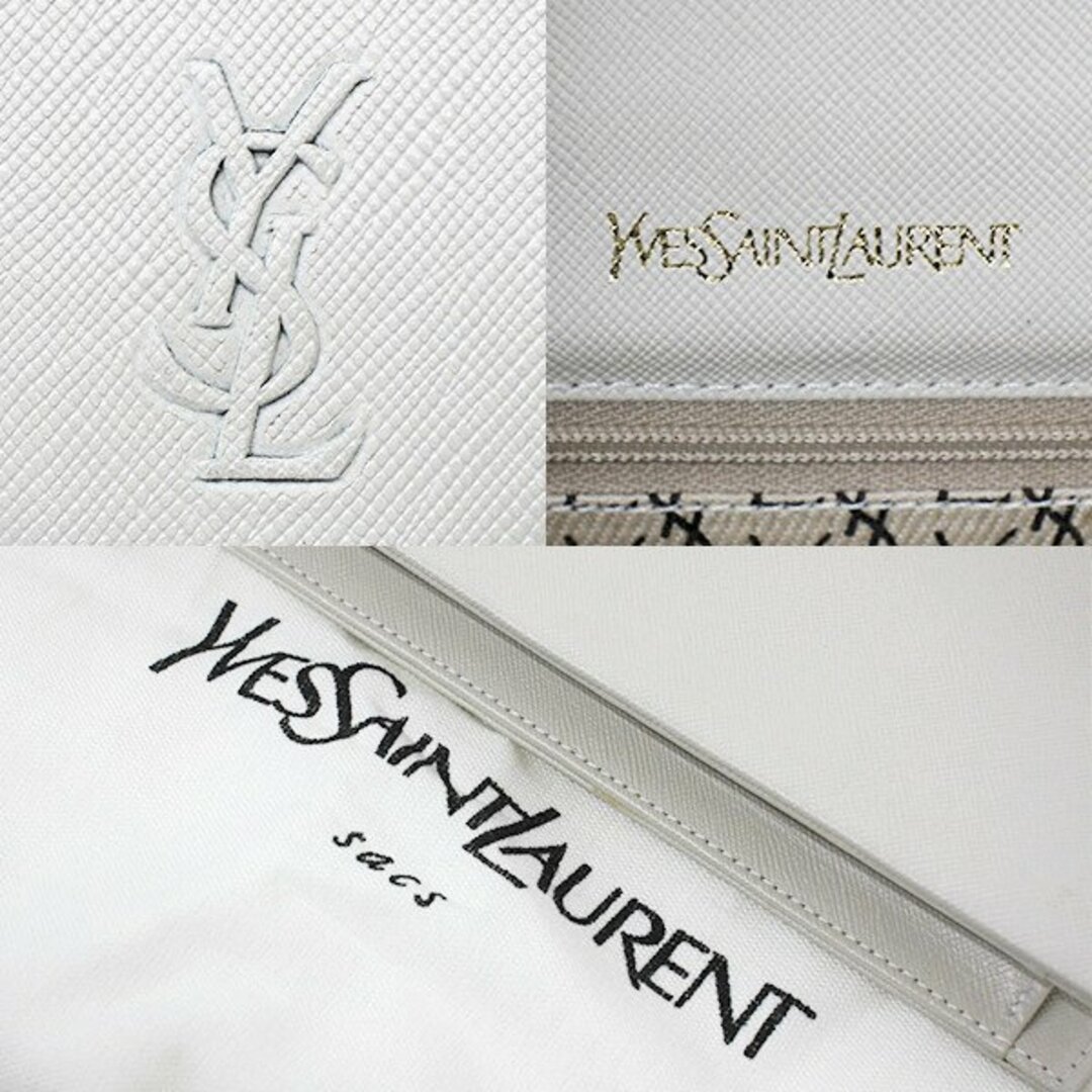 Yves Saint Laurent(イヴサンローラン)の中美品 YVES SAINT LAURENT イヴ・サンローラン クラッチバッグ セカンドバッグ バッグ レザー オフホワイト 白 型押し レディース 【中古】 レディースのバッグ(その他)の商品写真